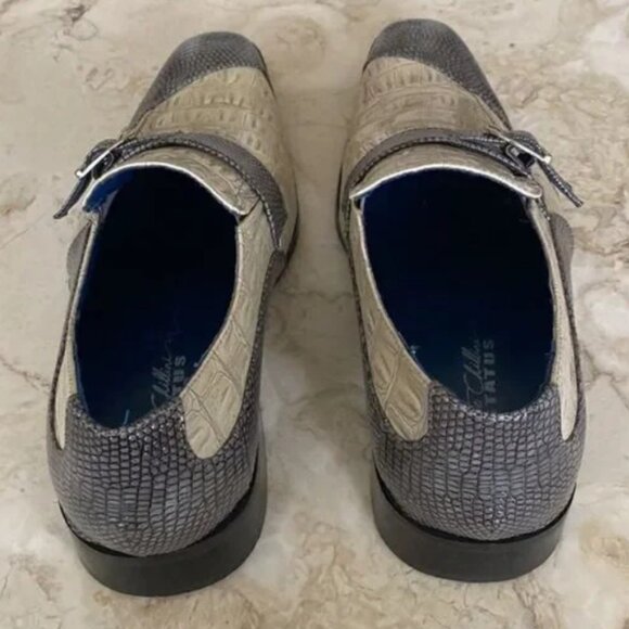 Roberto Chillini Retro-style Croc-Embossed Monk Strap Shoes - Picture 4 of 8